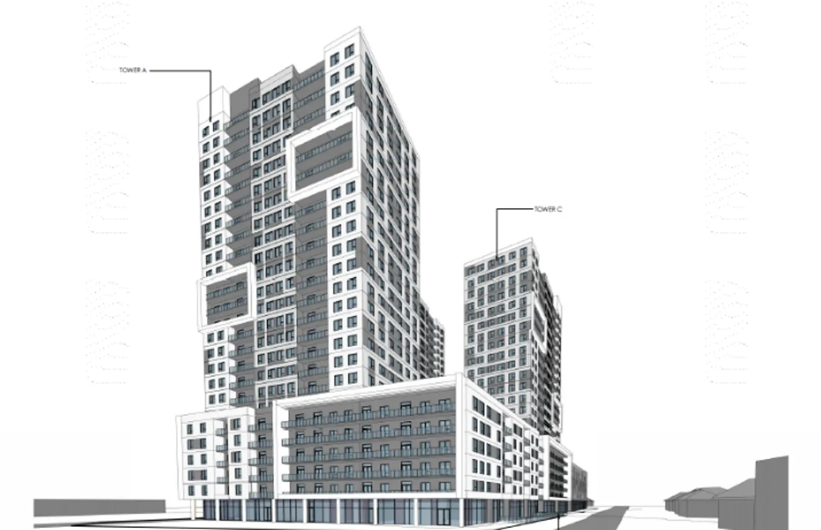 109, 115, 133 Bridgeport Rd E and 30 Weber St N, Waterloo. Artist’s rendering.