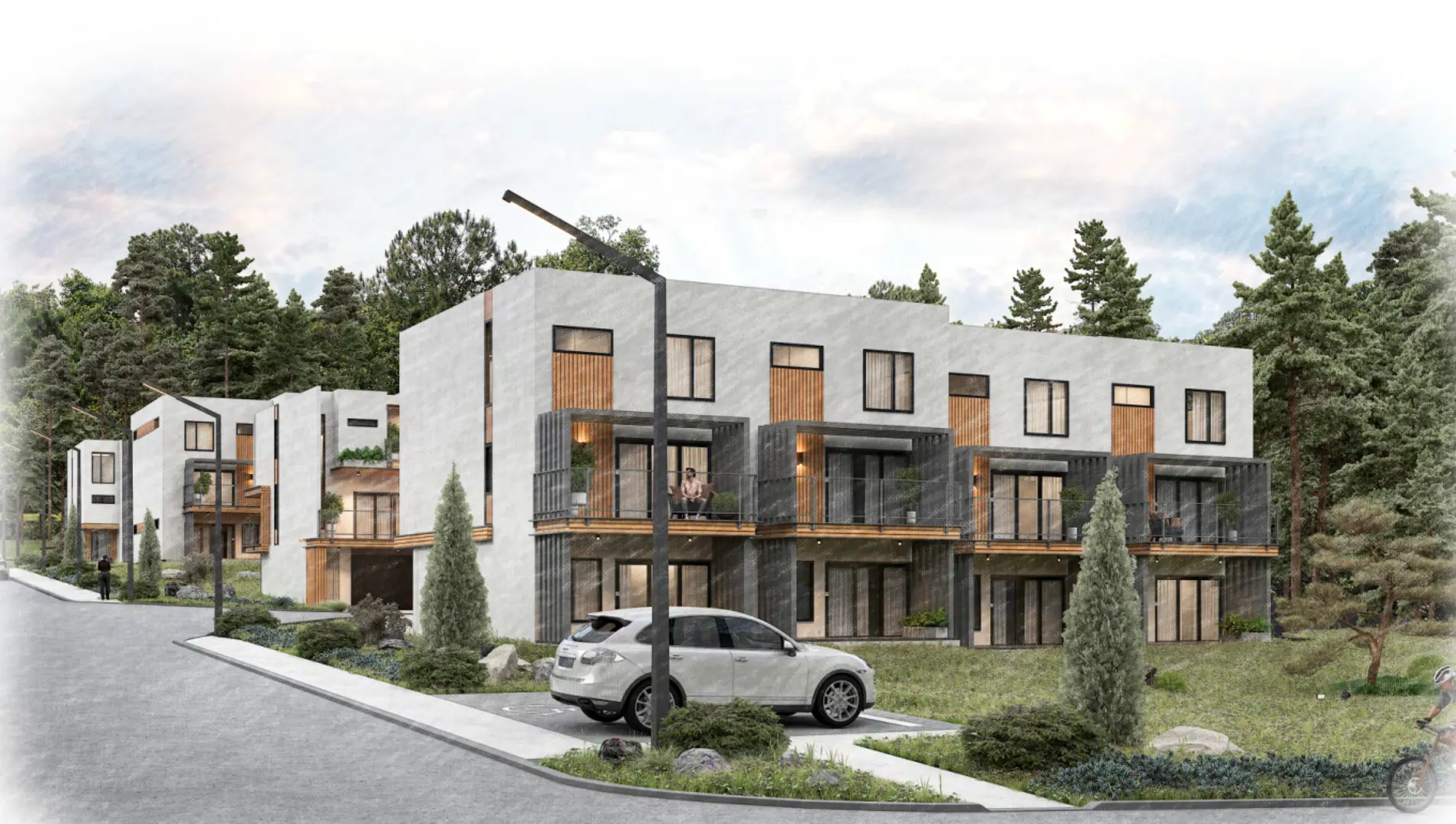 1960 Jingle Pot Road Townhomes, Nanaimo. Artist’s rendering.