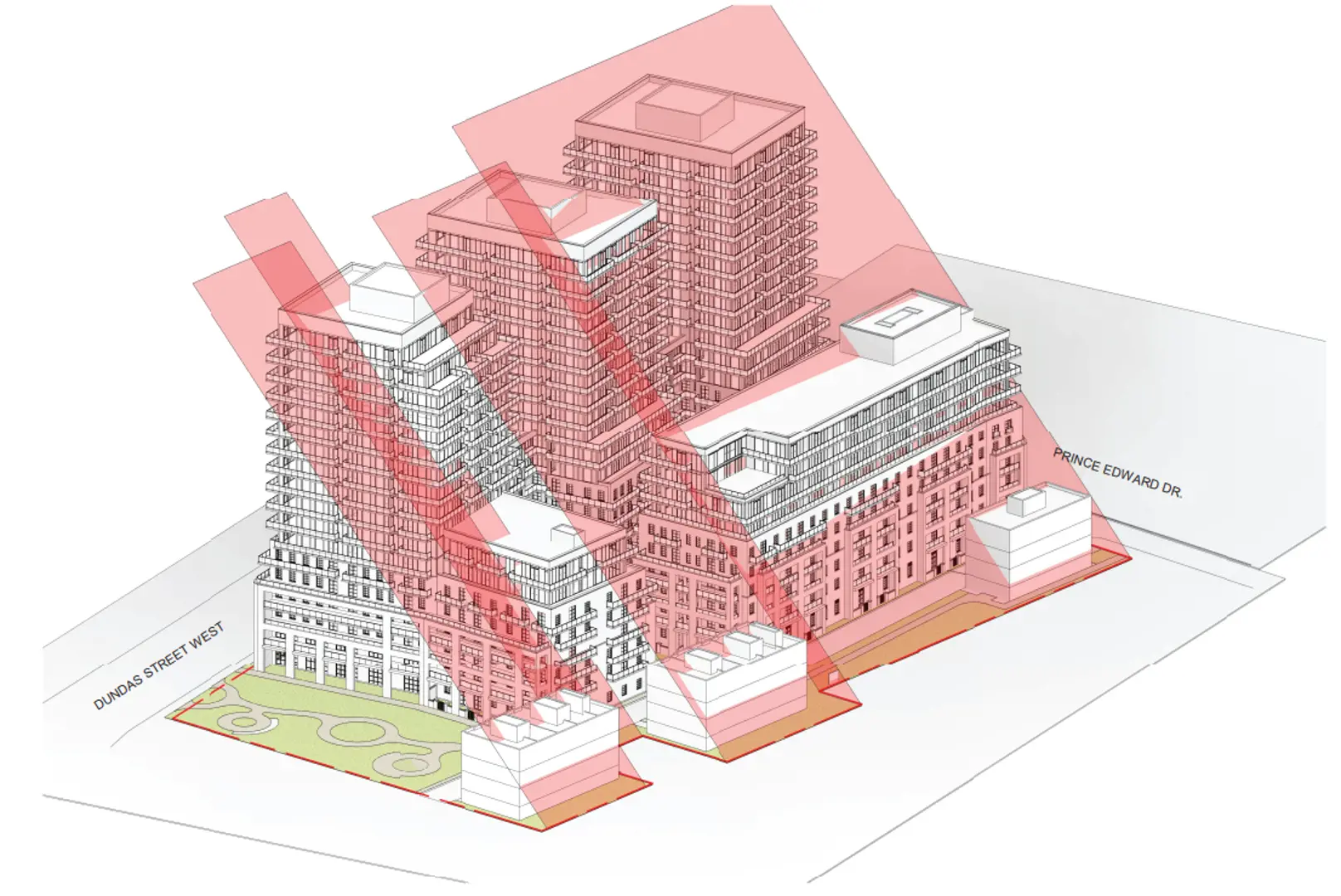 4195-4221 Dundas Street West, 556-564 Prince Edward Drive North, Toronto. Artist’s rendering.