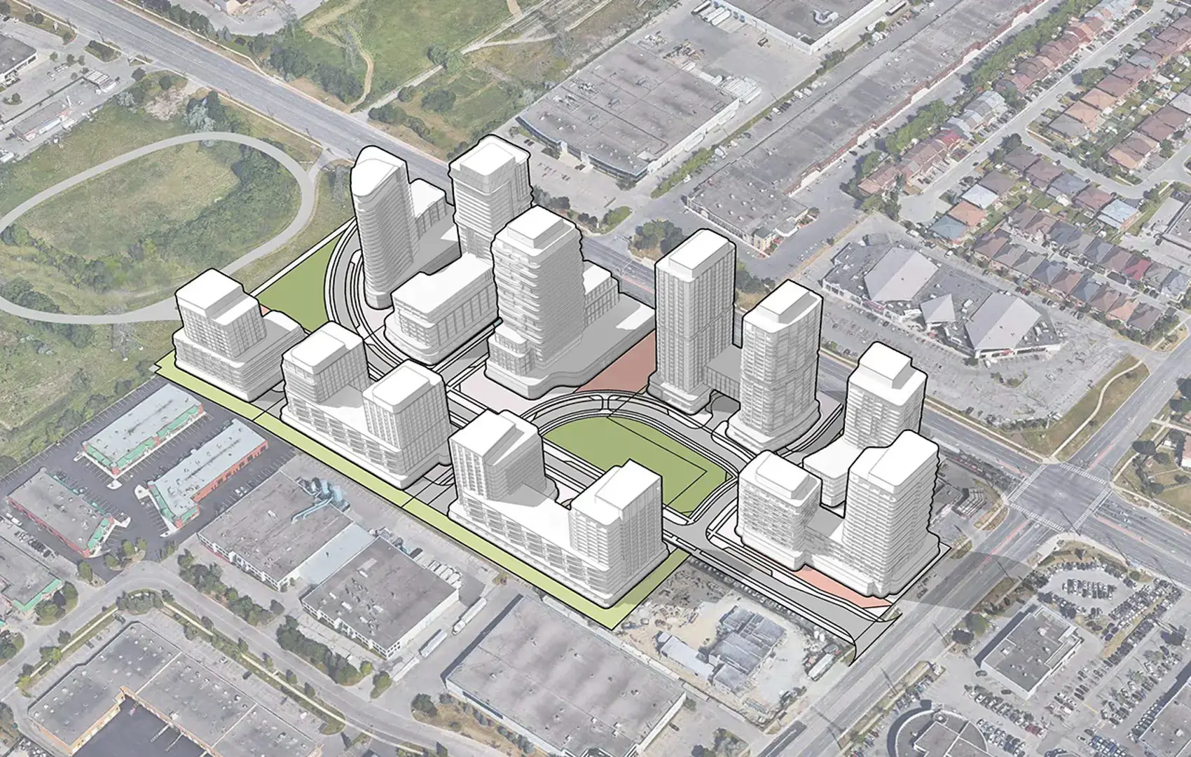 5655, 5657, 5767 & 5781 Highway 7 and 7700 & 7712 Martin Grove Road, Vaughan. Artist’s rendering.