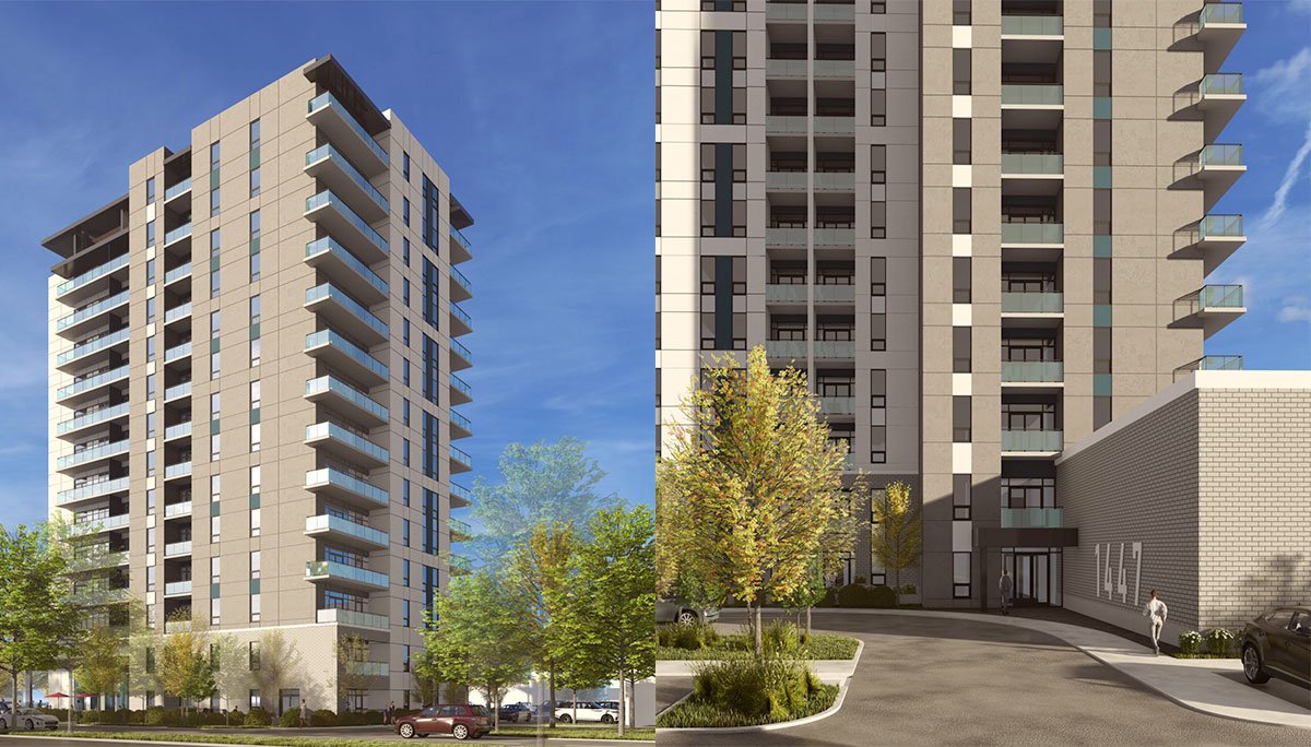 A 14-storey tower with 130 units, ranging from studios to two-bedroom layouts.