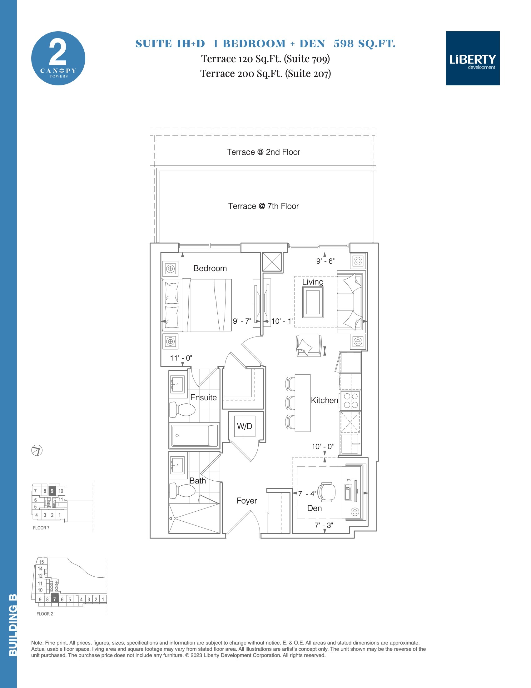 Suite 1H+D floor plan