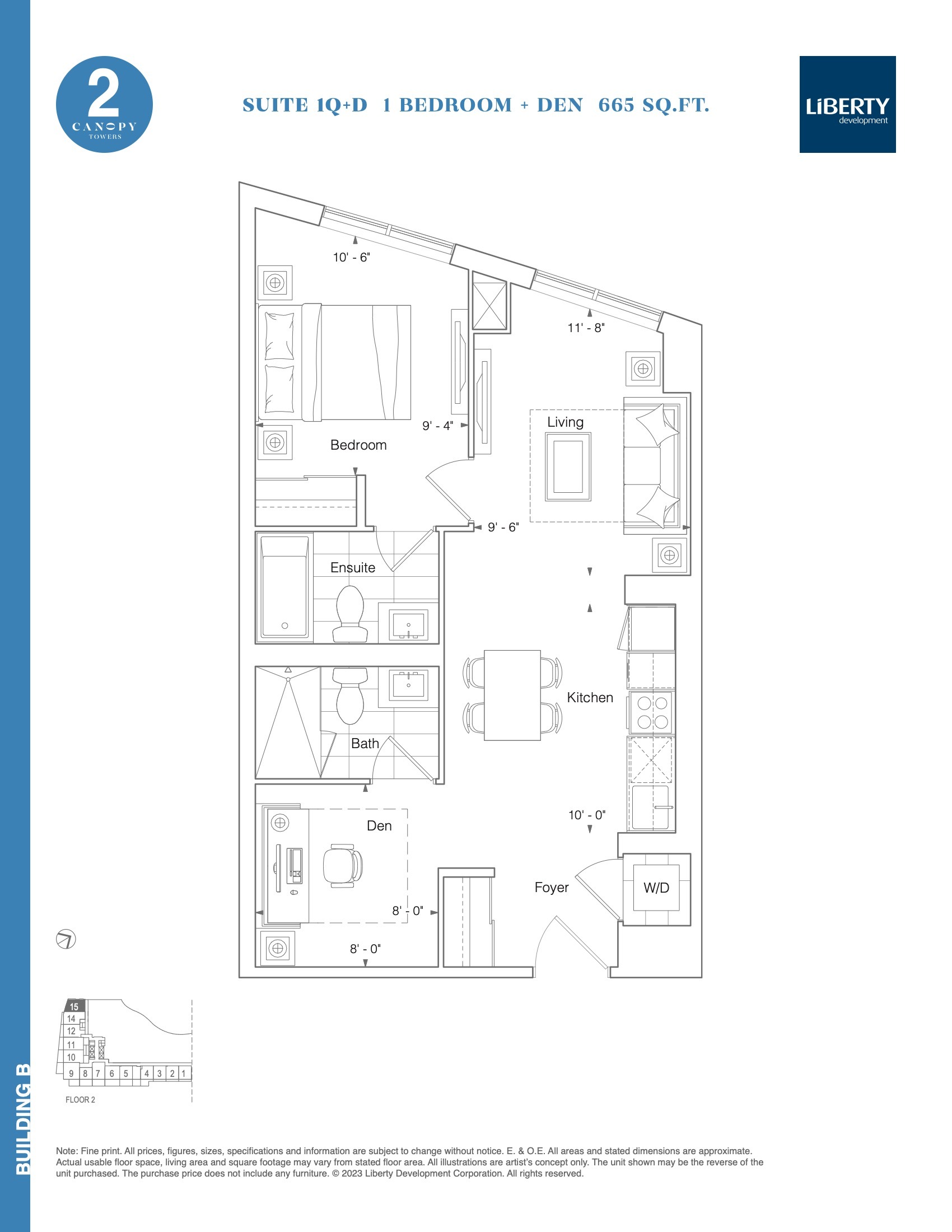 Suite 1Q+D floor plan