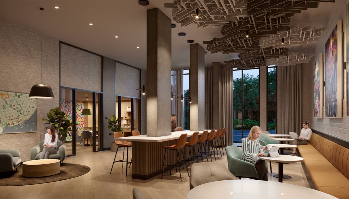 New 10-storey mid-rise mixed-use condo project with 209 residential units in the Birch Cliff neighbourhood.