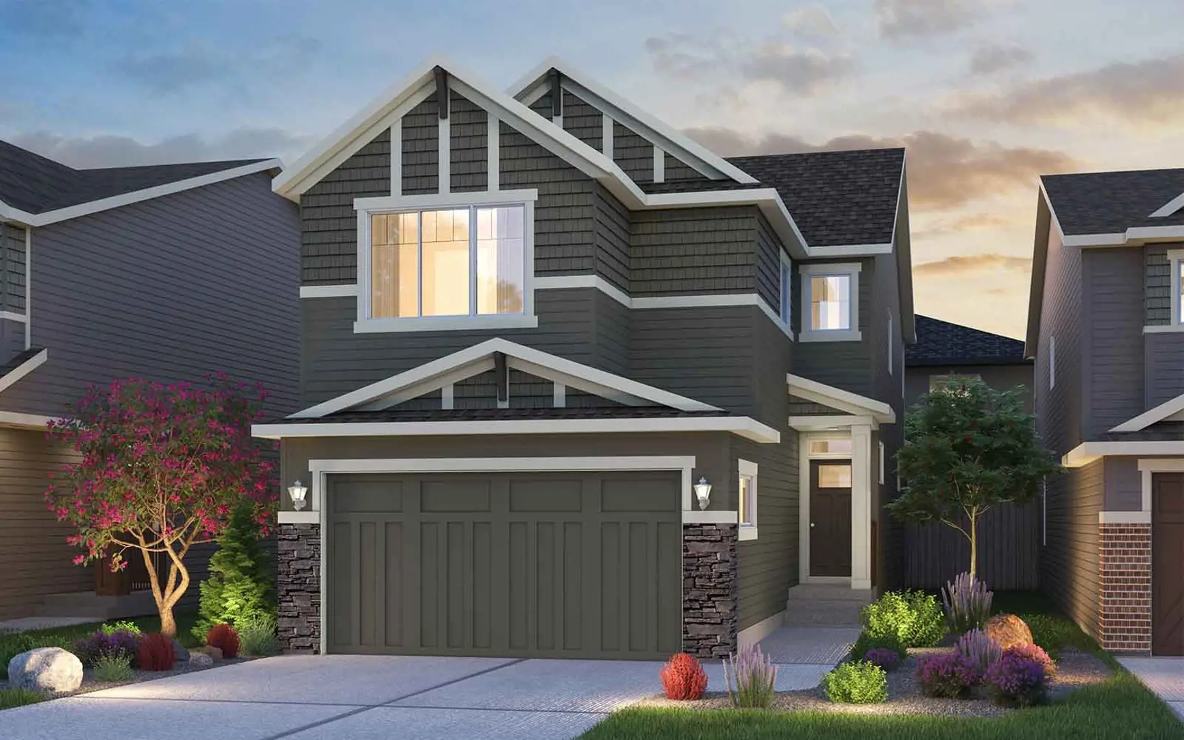 Front Garage at Creekstone, De Winton. Artist’s rendering.