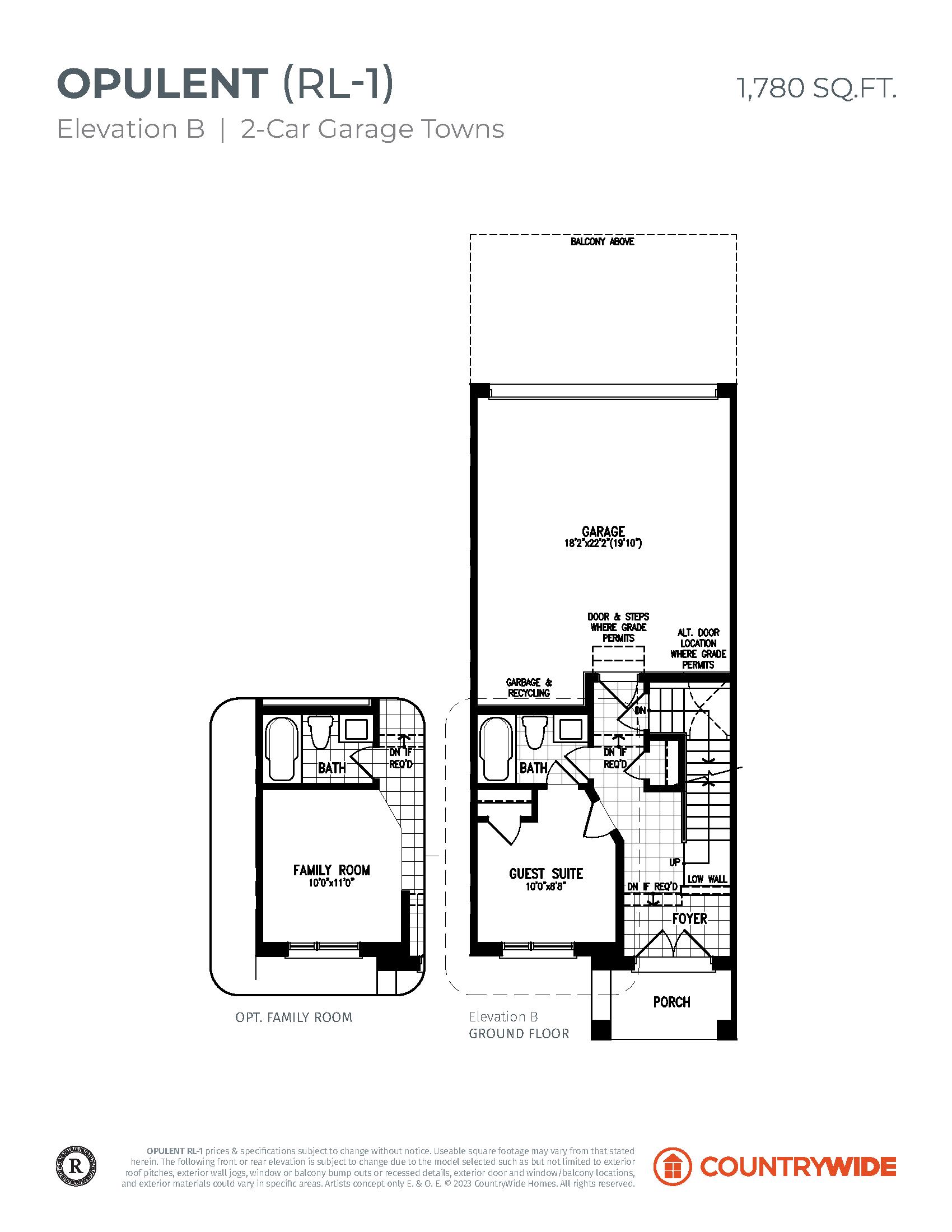 Opulent (Elevation B) RL-1 plan preview