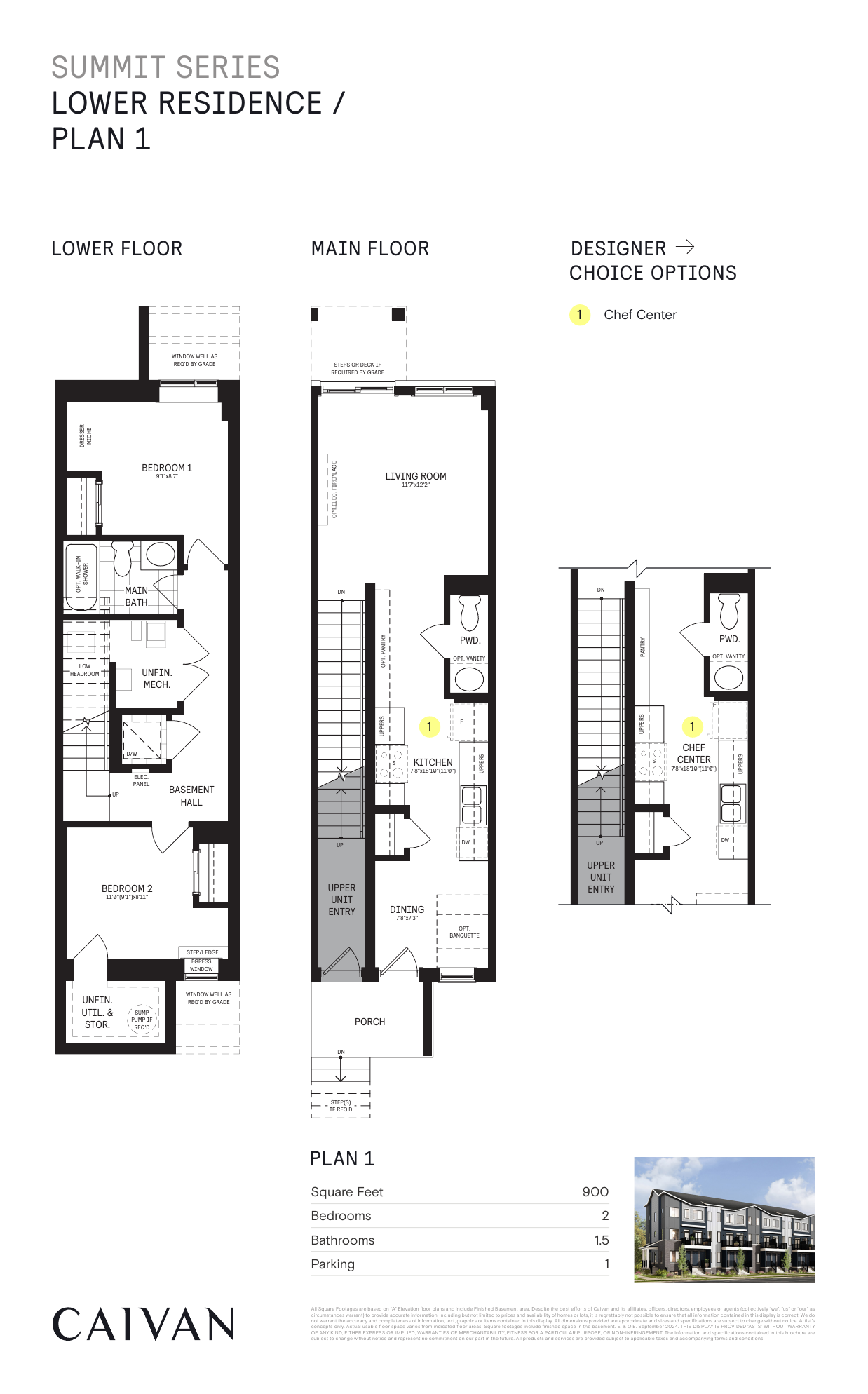 Plan 1 - Lower Residence (900 sq.ft) plan preview