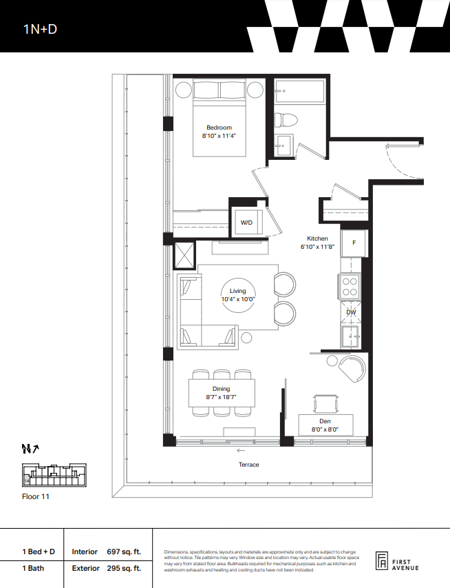 1N+D floor plan